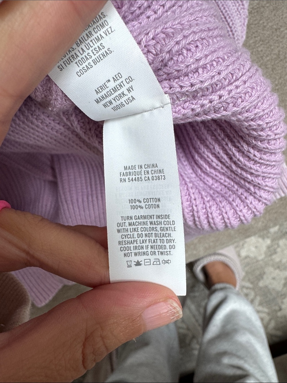 aerie Dusty Lilac Ribbed Oversized Sweatshirt - Picture 10 of 10